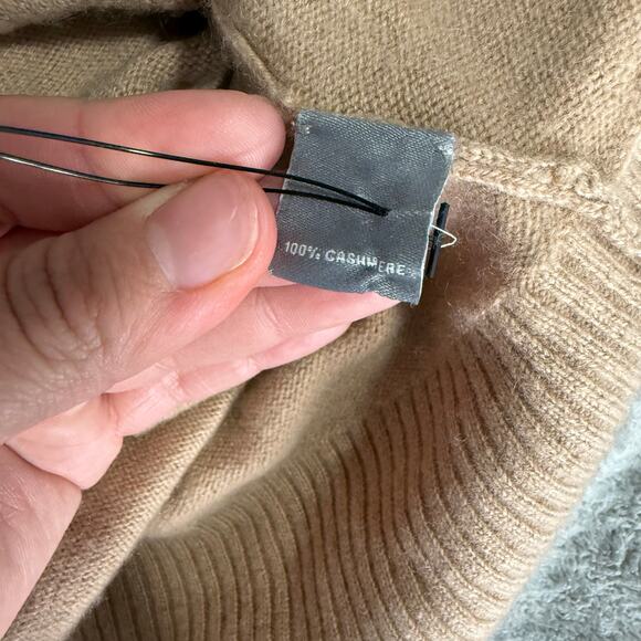 Neiman Marcus Cashmere Basic Open Cardigan, Camel - Picture 4 of 4